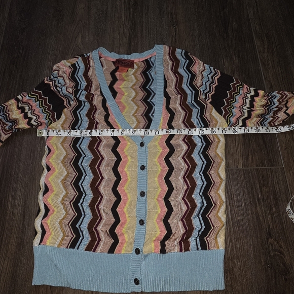 Missoni for Target Zigzag Knit Cardigan Sweater Medium Retro Multicolor Chevron - Picture 7 of 10